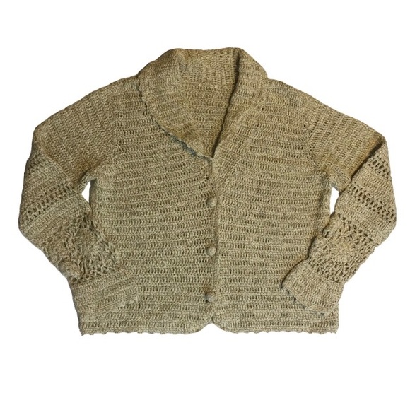 J Jill Linen Cotton Crochet Sweater. Size tag is missing. Estimated Size XL - Picture 1 of 7